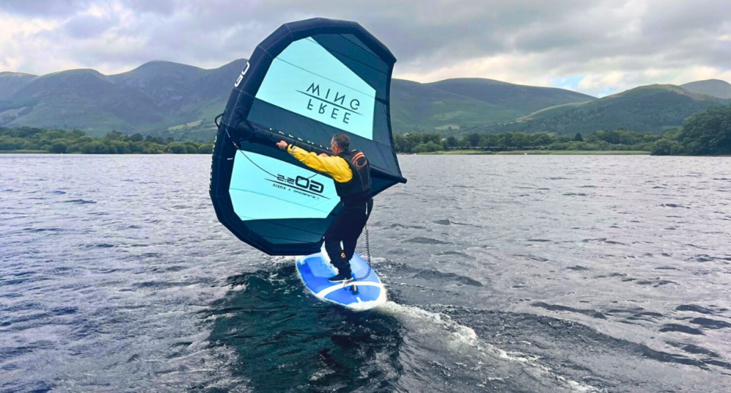 Wingsurfing on lake
